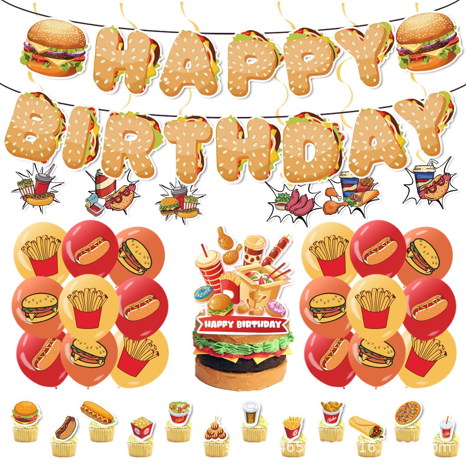 Hamburger Hot Dog Set Birthday - đánh giá và giá Banner Kids Toys
